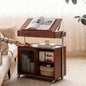 Solid Wood Side Table for Living Room, Bedroom, Walnut | Movable, Flip Top, 7 Angle Adjustment, Ample Storage - color: Walnut