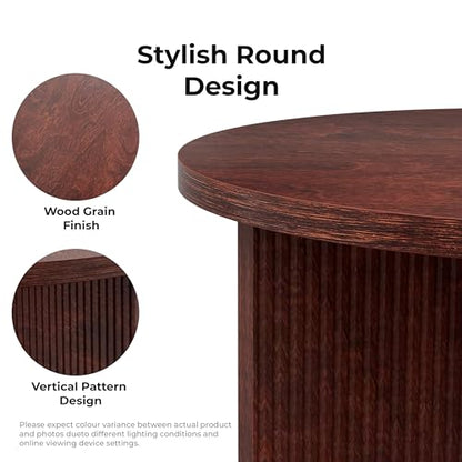35" Wooden Round Coffee Table, Burgundy | Smooth Thick Coffee Table, Low Circle Center Table with X Shaped Stable Legs, Accent Tea Table for Living Room, Office - color: Burgundy, style: Coffee Table
