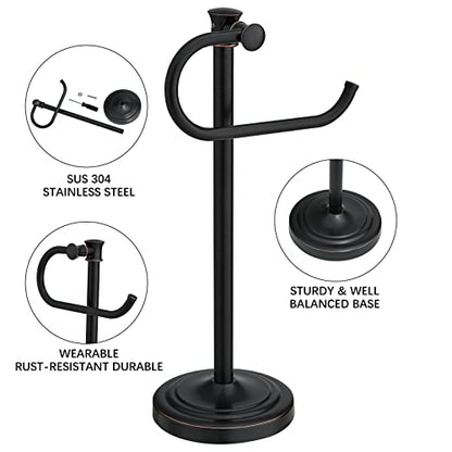 Stand Hand Towel Holder, Countertop Towel Bar, Oil Rubbed Bronze | 17 Inch Bathroom Towel Hanger, Freestanding Vanity Counter Top Towel Holder, Towel Ring Hardware Accessories, Stainless Steel - color: Bronze