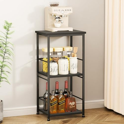 SWTYMIKI Coffee Bar Cabinet for Home - 3-Tier Sturdy Farmhouse Coffee Stand Station Multi-Purpose Buffet Sideboard - Kitchen Bar Table for Living Room, Corner, Small Space, Black - size: 16.54x11.81in, style: Espresso