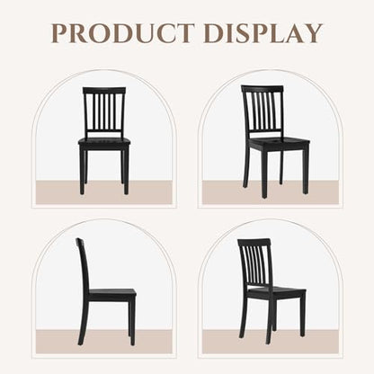 COLAMY Wooden Dining Chairs Set of 6, Farmhouse Dining Room Chairs, Windsor Spindle High Back Side Chairs, Armless Rubberwood Kitchen Table Chairs, Black - color: Black, size: Set of 6