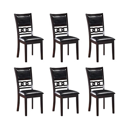 New Classic Furniture Gia Dining Chair (Set of Six), Black PU Upholstered Seat & Back Rest, Ebony - color: Ebony, size: Set of 6, style: Dining Chair