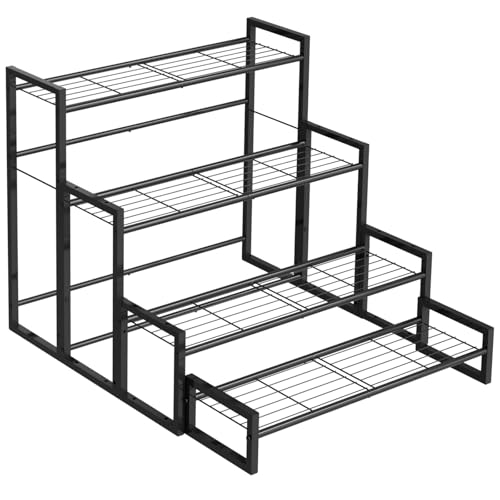 VyGrow Plant Stand, 4 Tier Stackable Tiered Plant Stand, Scalable Heavy Duty Tall Plant Shelf for Indoor Outdoor, Garden, Display Shelves, Flower Pot Holder, Black - color: Black 8.27"W