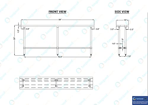 14 in. x 84 in. Open Base Stainless Steel Work Table | Residential & Commercial | Food Prep | Heavy Duty Utility Work Station | NSF - size: 84 in. Length x 14 in. Width