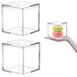 KissYou Acrylic Box with Lid 2 Packs Clear Display Boxes Stackable Storage Bins Plastic Square Cube for Cookie Candy Birthday Party - size: 3.35 x 3.35 x 3.35 Inch