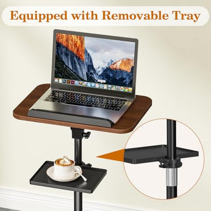 Snughome Floor Book Stand with Removable Tray, Wood Standing Book Stand for Reading, Height Adjustment 21"-51", Music Stand Cookbook Stand Textbook Stand Laptop Stand Book Holder for Display