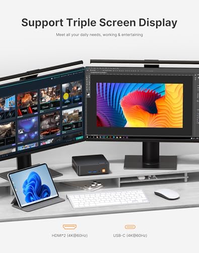 C5 Mini PC 11 Pro, Ryzen 5 3500U, 8GB DDR4 256GB NVMe SSD, Triple 4K Display Mini Computer, Dual HDMI & Full Function USB-C, Small Desktop PC with WiFi, Bluetooth, Gigabit Ethernet for Home Office - color: Pure Black
