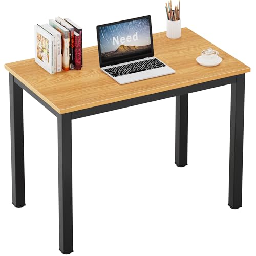 Need Small Computer Desk 31-1/2" Sturdy and Heavy Duty Writing Desk for Small Spaces and Small Desk Study Table Laptop Desk- AC3BB-80-40 - color: Teak & Black Frame, size: 31inch