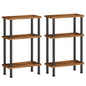 HOOBRO Narrow Side Table Set of 2, 3-Tier Slim End Table No Tools Needed, Twist-On Assembly, Skinny Nightstand Sofa Storage Shelf for Living Room, Bedroom, Study, Rustic Brown and Black BF246BZP201 - color: Rustic Brown + Black