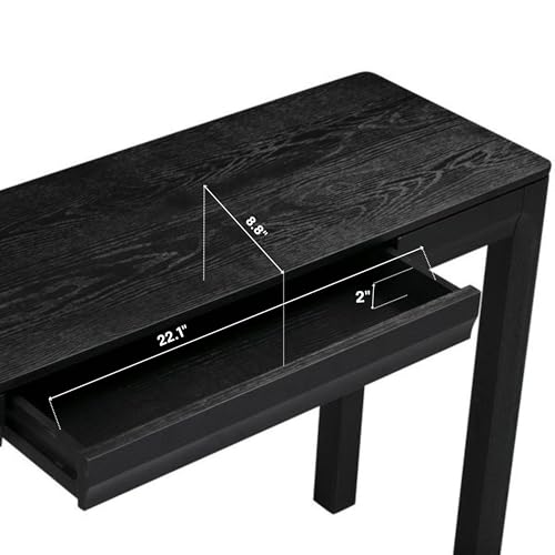 NTC Flow 47-Inch Console Table, Modern Solid Wood Entryway Table with Hidden Drawer, Waterproof & Heat Resistant, Narrow Table for Hallway, Living Room & Foyer, Burnt Black - color: Burnt Black, size: 47 Inch, style: Console