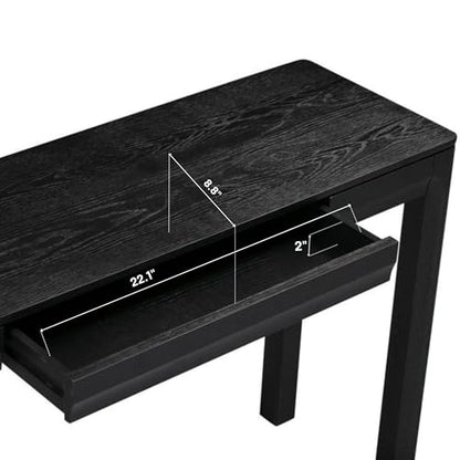 NTC Flow 47-Inch Console Table, Modern Solid Wood Entryway Table with Hidden Drawer, Waterproof & Heat Resistant, Narrow Table for Hallway, Living Room & Foyer, Burnt Black - color: Burnt Black, size: 47 Inch, style: Console