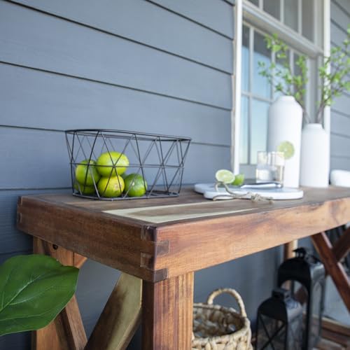 Backyard Discovery 48" Acacia Wood Farmhouse Narrow Console Table with Lower Slat Storage Shelf, Water-Resistant Design for Patio, Deck, Entryway, Living Room, Sofa Table, Indoor or Outdoor Use - style: Without Decorative Shelves