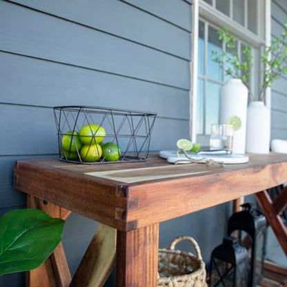 Backyard Discovery 48" Acacia Wood Farmhouse Narrow Console Table with Lower Slat Storage Shelf, Water-Resistant Design for Patio, Deck, Entryway, Living Room, Sofa Table, Indoor or Outdoor Use - style: Without Decorative Shelves