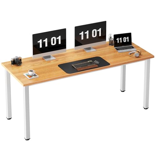 Need 63 Inch Large Computer Desk, Ample Legroom, Teak Top White Metal Frame | Home Office Desk, Basic Sturdy Writing Table, Adjustable Feet, Water-Resistant, Dorms & Bedrooms, Easy Assembly, Game & Study - color: Teak & White, size: 63 inches