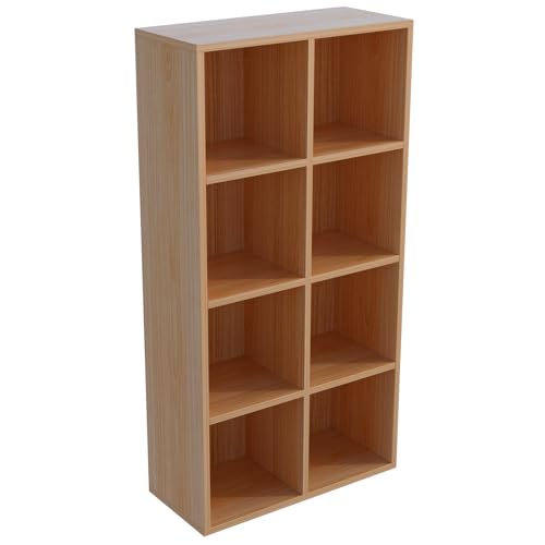 OSCHF 8-Cube Storage Shelf Bookcase - Wooden 4-Tier Floor Standing Open Bookshelf for Home and Office, Display Cabinet, Oak - color: Oak, size: 8-Cube