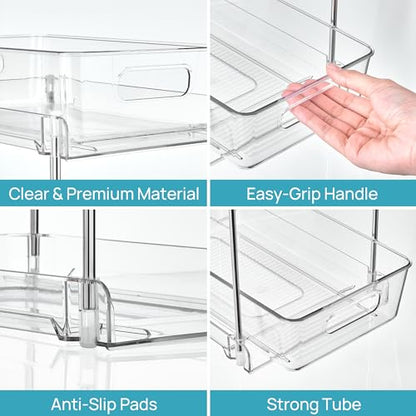 Vtopmart 4 Pack Higher Bathroom Under Sink Plastic Pull-Out Organizer (S-Higher) - color: Transparent, size: S-Higher (4 Pack)