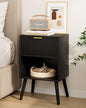 Aienvey Nightstand, Small Bedside Table with Storage Drawers, Black Stripe | Modern Night Stand with Drawer and Wood Leg, Small Side Table with Open Shelf, End Table for Bedroom,Living Room,Small Spaces - color: Black Stripe