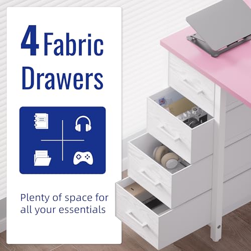 Pamray 32 Inch Computer Desk with 4 Drawers Small Office Desk for Home Bedroom Study Writing Simple Modern Computer Table White - color: White
