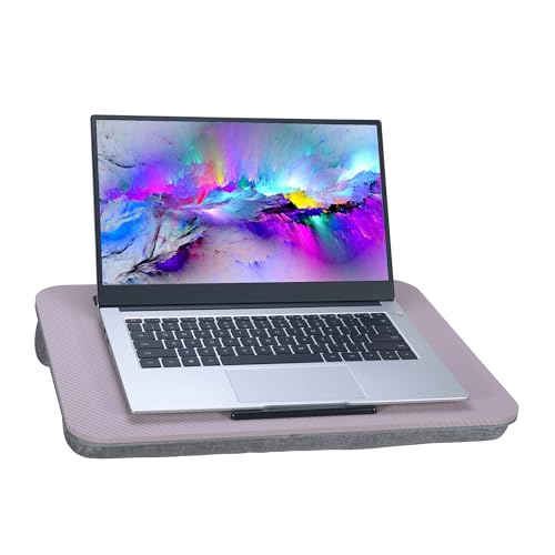 Portable Laptop Desk Fits Up to 16“ Laptops, with Tablet Slot, Built-in Cushion, Great for Home & Office,Lap Desk for Laptop,Lap Desk with Cushion (Grey Violet, Medium) - color: Grey Violet, size: Medium