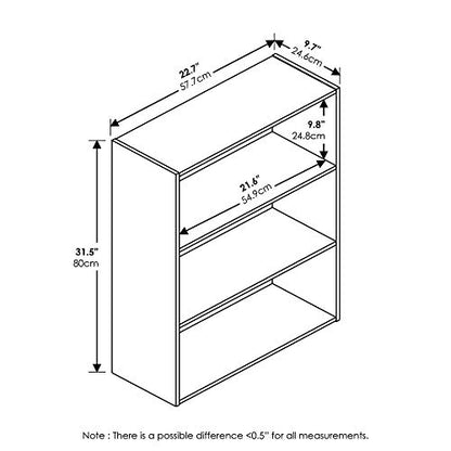 Furinno Pasir 3-Tier Open Shelf Bookcases, Steam Beech and Espresso