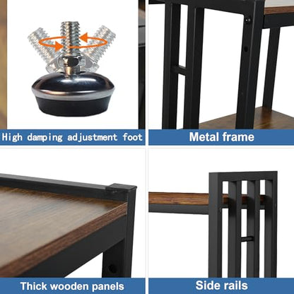 YCHF 6-Tier Kitchen Bakers Rack, Utility Storage Shelf, Mini Fridge & Microwave Oven Stand Table, Coffee Bar, Adjustable Shelves Freestadning for Kitchen Home Office - color: Rust Brown