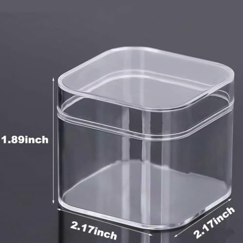 KissYou Small Acrylic Box Clear Display Box with Lid Jewelry Storage Organize Container Wedding Party Gift Boxes - size: 2.17 x 2.17 x 1.89 Inch