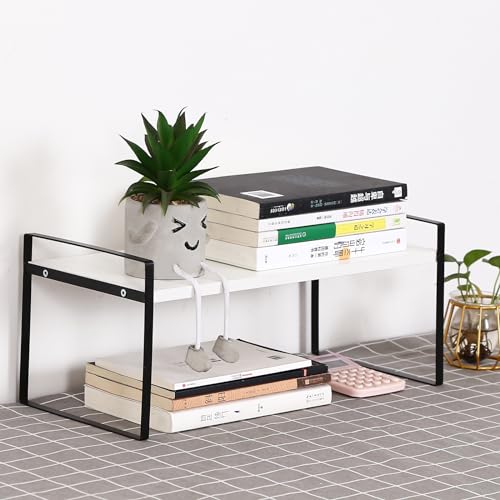 YGYQZ Desk Shelf Organizer for Top of Desk, 1-Tier Desktop Bookshelf, Black & White - color: 1-tier Black/White