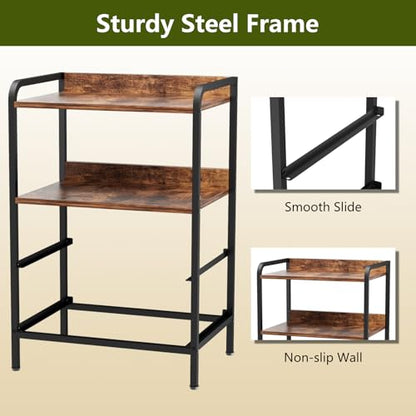 Night Stand Set 2, Nightstand with 2 Fabric Drawer, End Table with Open Shelf, Bedside Table Side Table with Wooden Top for Bedroom, Rustic Brown - color: Brown(2 Drawer), size: set of 2