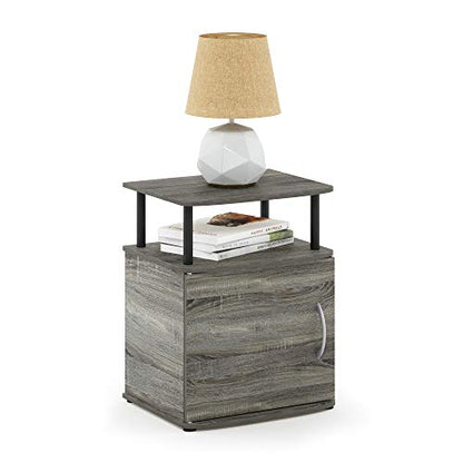 Furinno JAYA Utility Design End Table, French Oak Grey - color: French Oak/Black, size: 1-Pack