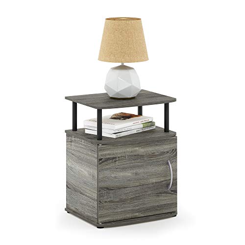 Furinno JAYA Utility Design End Table, French Oak Grey - color: French Oak/Black, size: 1-Pack