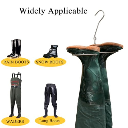 2Pack Fishing Waders Boot Hangers, Stainless Steel Wading Boots Hanger, Wader Hangers for Drying Fishing/Hunting Waders, Boot Drying and Storage Drying - color: Silver-2pack