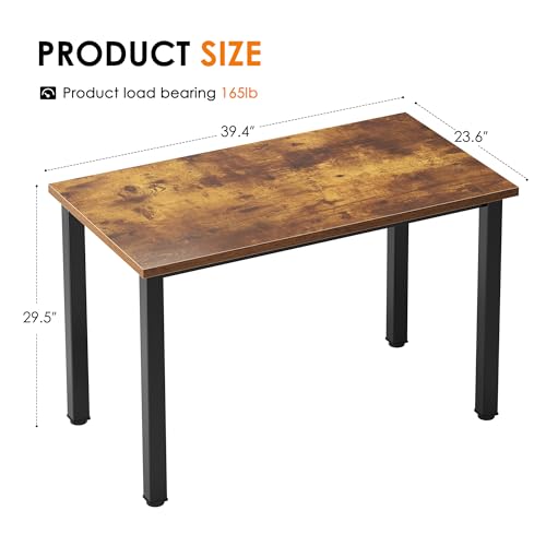 Need Small Computer Desk, 39.4 Inch Sturdy Writing Table, Compact, Rustic | Black Metal Frame, Teens Study Table, Home Office Desk, Adjustable Feet, Water-Resistant, Dorms & Bedrooms, Easy Assembly - color: Rustic Brown, size: 39.4 inches