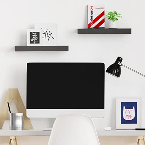 Ballucci Floating Shelves, 2-Pack 16" Wood Wall Shelf Set with Invisible Brackets for Bathroom, Living Room, Bedroom, Kitchen, Nursery, 6" Deep, Black - color: Black, size: 15.8 in (1.5)