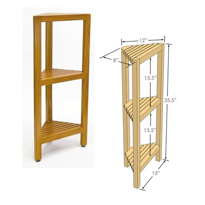 Asta Zini 3-Tier Free Standing Corner Shelf, Bathroom Corner Stand, Fully Assembled, TB-134