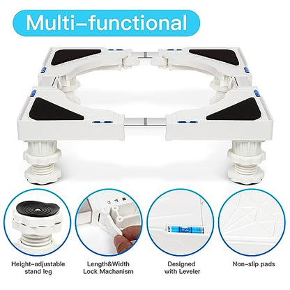 Nefish Mini Fridge Stand Adjustable Refrigerator Stand with 4 Strong Feet Universal Appliance Stand Base Heavy Duty Washer and Dryer Stand Laundry Pedestal Multi-Functional Base (White) - style: White-4 Feet