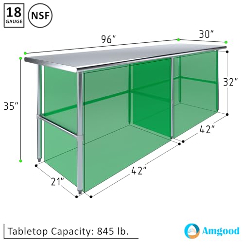 30 in. x 96 in. Open Base Stainless Steel Work Table | Residential & Commercial | Food Prep | Heavy Duty Utility Work Station | NSF - size: 96 in. Length x 30 in. Width