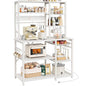 SUPERJARE Large Bakers Rack with Power Outlets, 6-Tier Microwave Stand, Coffee Bar with 12 S-Shaped Hooks, Kitchen Shelf with Wire Basket, 39.4 x 14.6X 66.9 Inches, White - color: White, size: 39.4inch