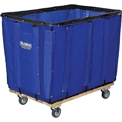 Global Industrial Vinyl Basket Bulk Truck, 16 Bushel Capacity, Blue | 40"L x 28-1/4"W x 37-1/2"H, Rolling Laundry Cart, Mail Handling Cart with Swivel Rubber Casters