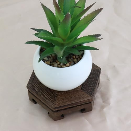 Wooden Display Stand Base 5.31" x 5.31" Wood Carved Craft Pedestal | Traditional Wooden Base, Oriental Antique Display Riser, Hexagon Pedestal Stands for Vase, Teapot, Stone, Flower Pot - size: Hexagon, 5.31" x 5.31"