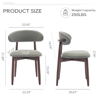 COLAMY Wooden Dining Room Chairs Set of 2, Modern Upholstered Fabric Dining Chairs, Farmhouse Kitchen Side Chair with Foot Pegs, Green - color: Green, size: Set of 2