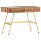 Solid Sheesham Wood Writing Desk with 2 Drawers 39.4"x21.7"x29.5" Industrial Computer Table for Home Office, Bedroom, Small Spaces - color: Solid Sheesham Wood
