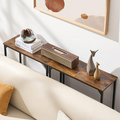 Console Table, Narrow Entryway Table, Thin Sofa Table, Behind Couch Table,for Hallway, Bedroom, Living Room, Foyer, 9.4 x 23.6 x 31.5 Inches, Rustic Brown - size: 9.4" W x 23.6" D, style: Ordinary