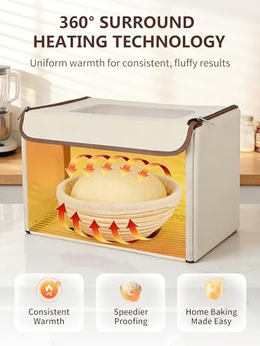 Folding Bread Proofing Box Dough Proofer, Electric Sourdough Warmer with 68-131°F Temp Control & 99H Timer, Dough Proofing Box Basket with Metal Rack for Baking Pizza, Yogurt, Kombucha, Large Capacity