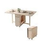 Drop Leaf Folding Dining Table with Storage, Wheels, Space Saving | Foldable Design, 18mm Thick Plywood, 300 lbs Capacity, Locking Wheels, Farmhouse Style, for Living Room Kitchen Small Spaces - color: Wood