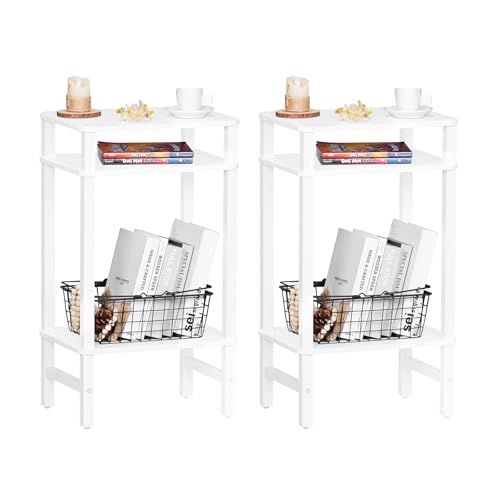 YUFAM Side Table End Table Tall Night Stand 3-Tier 2 Pack for Living Room Bedroom Bathroom Office Furniture White - color: White, size: 3 Tier