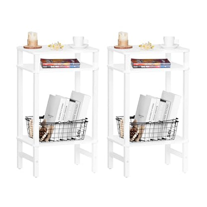 YUFAM Side Table End Table Tall Night Stand 3-Tier 2 Pack for Living Room Bedroom Bathroom Office Furniture White - color: White, size: 3 Tier