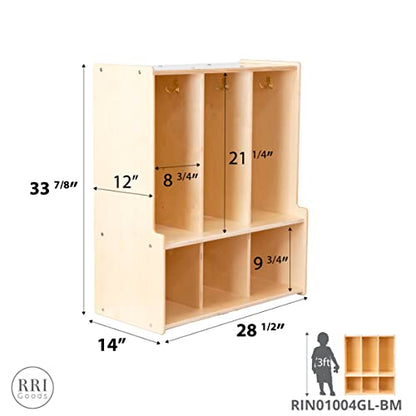 3-Section Coat Locker with Bench & Cubby Storage, Backpack Organizer, Coat Cubbies Storage for Kids & Toddlers, Ideal for Home, School, Daycare