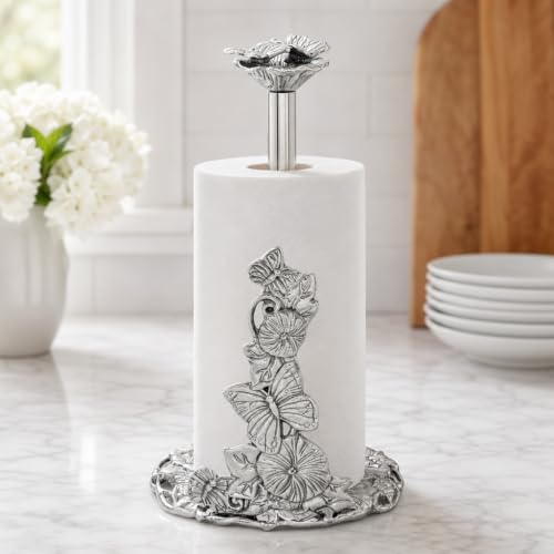 Arthur Court Butterfly Paper Towel Holder - Decorative Aluminum Design for Kitchen Countertop - 13 Inch Tall with Weighted Base - size: Butterfly
