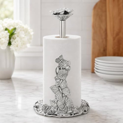Arthur Court Butterfly Paper Towel Holder - Decorative Aluminum Design for Kitchen Countertop - 13 Inch Tall with Weighted Base - size: Butterfly
