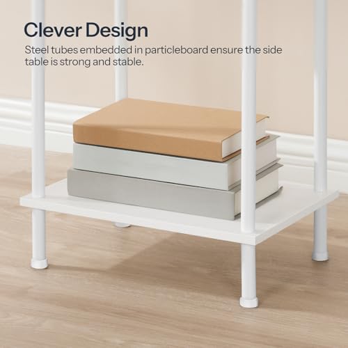 HOOBRO Side Table with Charging Station, Set of 2 End Tables with USB Port and Outlets, Nightstand with 2-Layer Storage Shelves for Small Spaces, Living Room, Bedroom, White WW09UBZP201 - color: White
